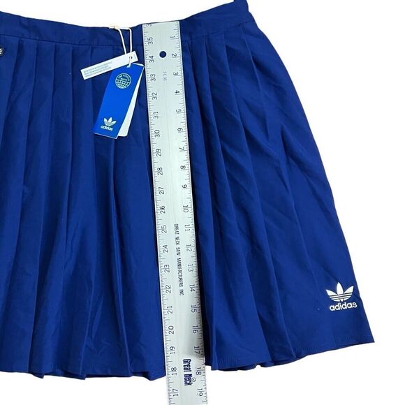 Adidas Skirt WMNS 8 Blue Pleated Lifestyle Tennis Collegiate Sporty Logo Preppy - Picture 3 of 16